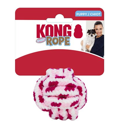 KONG Puppy Rope Ball - Soft Woven Yarn Fetch Toy for Teething Puppies, Small