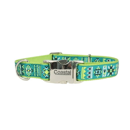 Ribbon Adjustable Dog Collar with Metal Buckle  Lime Sout...