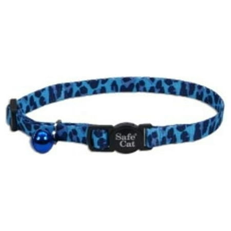 Coastal Safe Cat Fashion Adjustable Breakaway Collar - Blue Leopard - 3/8" x 8-12"