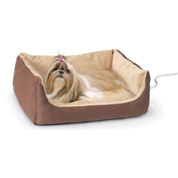 K&H Thermo-Pet Cuddle Cushion Heated Pet Bed - 14 x 23 inches, Warm Bolstered Bed for Dogs & Cats