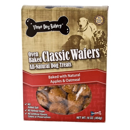 Three Dog Bakery Classic Wafers Oatmeal and Apple Dog Treat