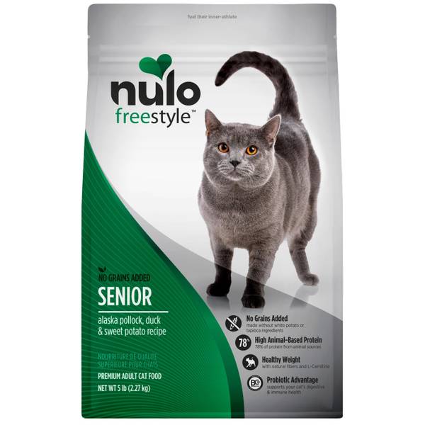 Nulo FreeStyle Senior Cat Food, Grain-Free, Pollock & Duck Recipe, 5 lb