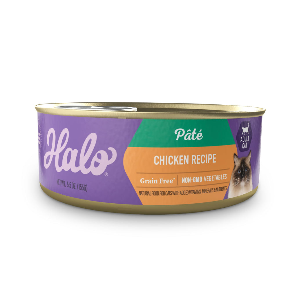 Halo Spot's Pate Grain Free Ground Chicken Recipe Canned Cat Food - 5.5 oz Can
