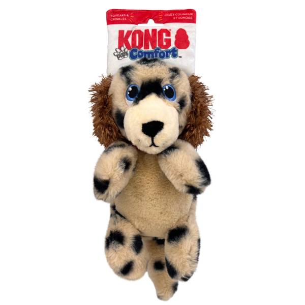 KONG Comfort Pups Dog Toy - Spot - Medium - Plush, Low Stuffing, with Squeaker