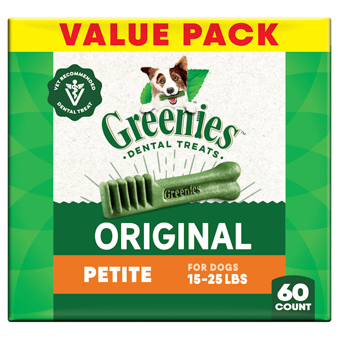 Greenies Original Petite Dental Dog Treats, 36 oz (60 Treats) - For Dogs 15-25 lbs