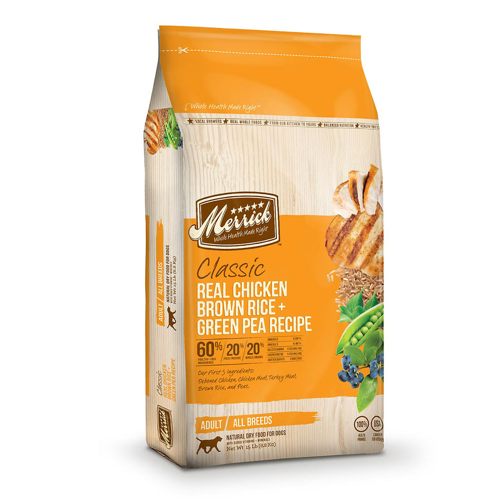 Merrick Classic Real Chicken, Brown Rice + Green Pea Reci...
