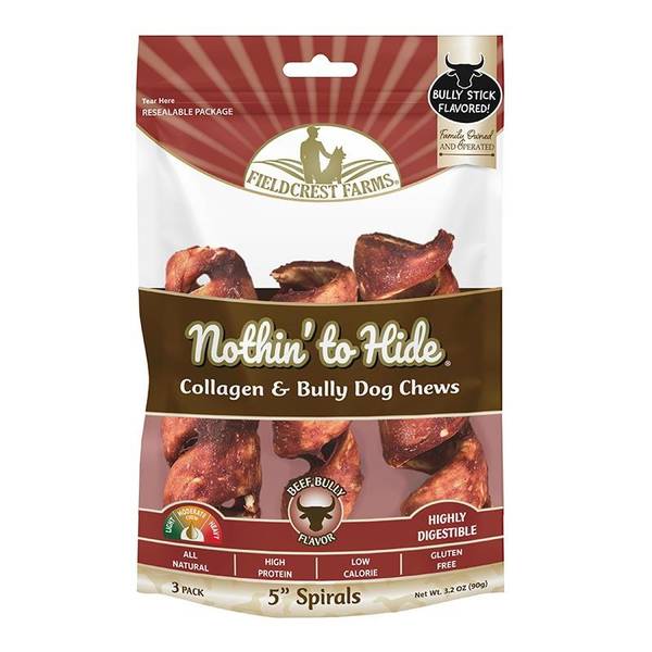 Nothin' to Hide Spirals Bully Sticks Dog Treats, 5 inch, 3-Pack