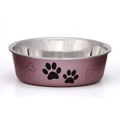Loving Pets Bella Bowl - Medium - Metallic Grape - Stainless Steel Dog/Cat Bowl