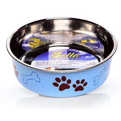Loving Pets Bella Bowl Murano Blue - Large, Stainless Steel Interior Dog/Cat Bowl