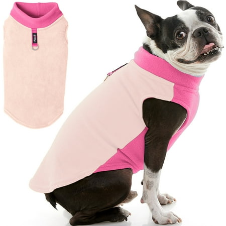 Gooby Half Stretch Fleece Vest Dog Sweater - Peach - XS - Warm Dog Jacket