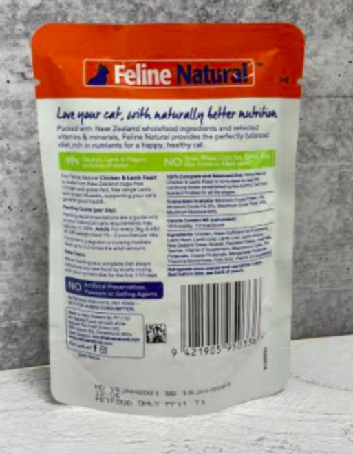 Feline Natural Chicken & Lamb Feast Cat Food Pouch, 3oz - Grain-Free Wet Food
