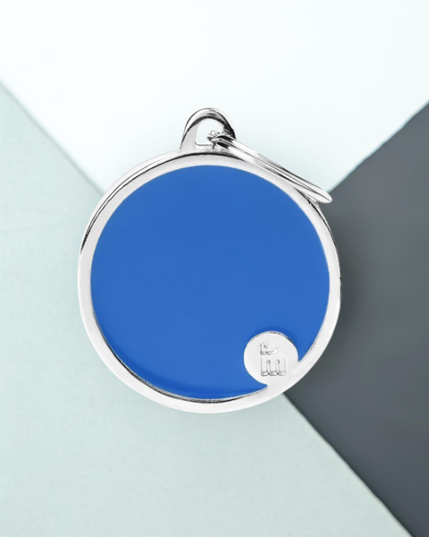 MyFamily Basic Handmade Large Circle Pet ID Tag - Blue