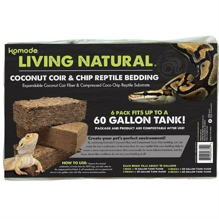 Komodo Coconut Coir & Chip Reptile Bedding Brick - Natural Terrarium Substrate (Single Brick or Multi-Pack)