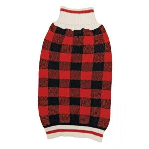 Fashion Pet Plaid Dog Sweater - Red and Black Check - Small Breed Apparel
