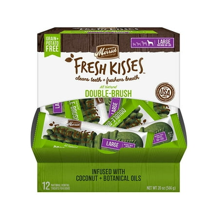 Merrick Fresh Kisses Coconut Oil Double-Brush Dental Trea...