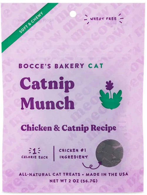 Bocce's Bakery Catnip Munch Cat Treats - Soft & Chewy Chicken Recipe, 2 oz