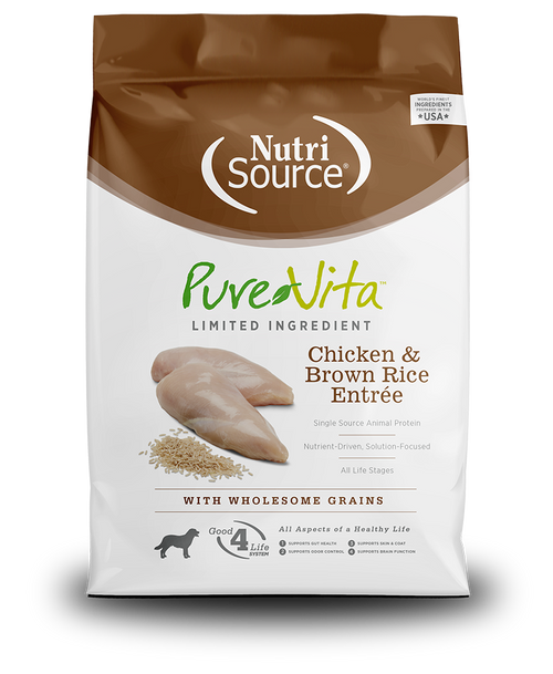 Pure Vita Chicken & Brown Rice Recipe Dry Dog Food - 12 lb Bag