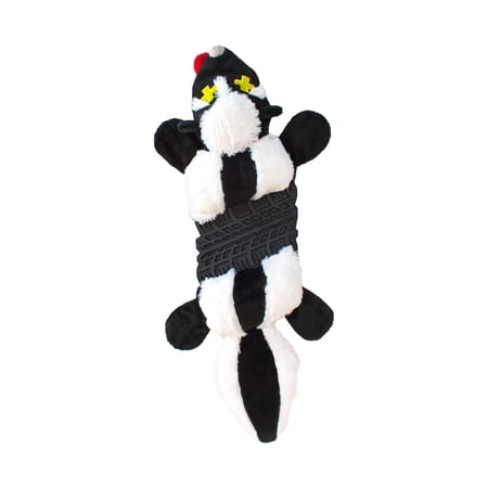 Outward Hound Invincibles Roadkillz Skunk Dog Toy, Black,...