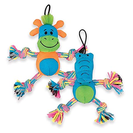 ZEUS Mojo Brights Rope Pals Dog Toy - Small Dogs & Puppies - Assorted Alligator or Giraffe