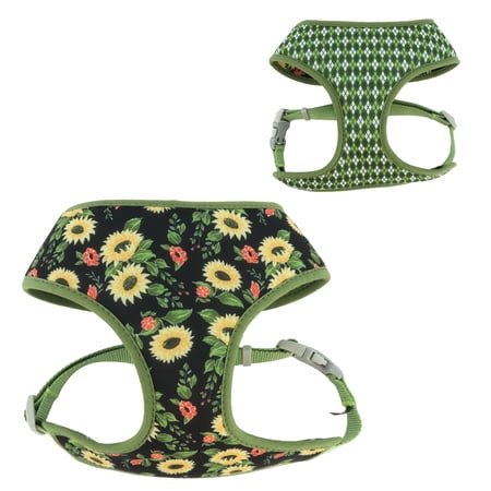 Sublime Reversible Dog Harness  Sunflower with Green Argy...