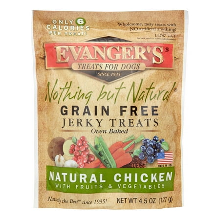 Evanger's Grain Free Holistic Chicken with Fruits & Veggies Jerky Dog Treats, 4.5 oz