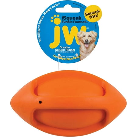 JW Pet iSqueak Funble Football Dog Toy, Medium, Squeak Toy, Assorted Colors
