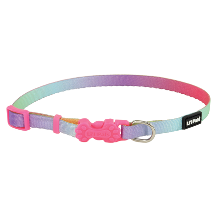 Li'l Pals Adjustable Patterned Dog Collar, Pastel Rainbow, Petite X-Small, 3/8" x 6-8"