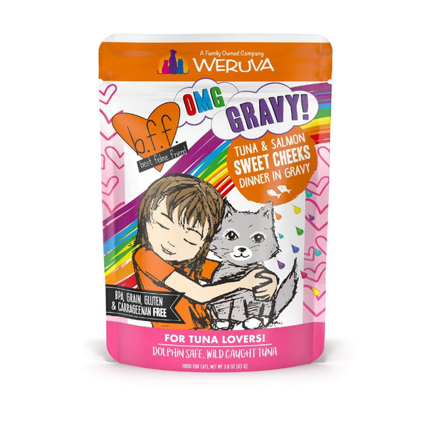 Weruva BFF OMG! Sweet Cheeks Tuna & Salmon in Gravy Cat Food Pouch, 3oz