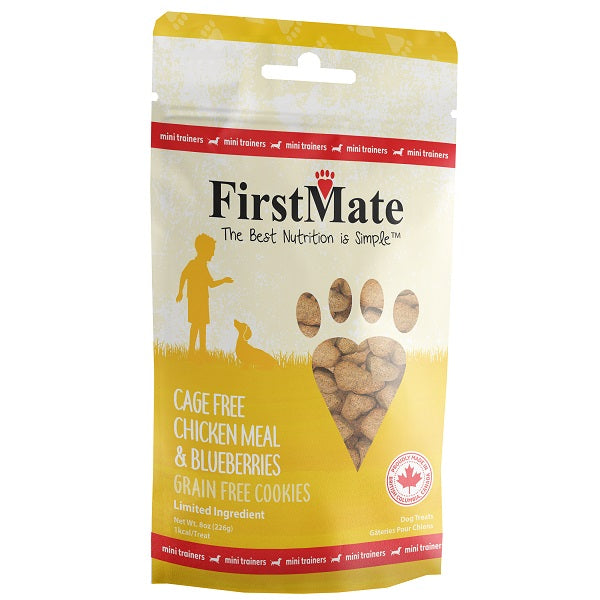 FirstMate Mini Trainers Dog Treats - Chicken & Blueberry, Grain-Free, 8oz