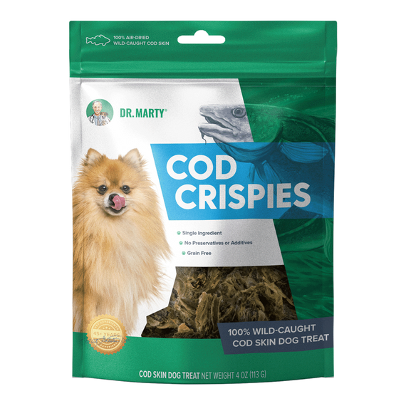 Dr. Marty Cod Crispies Freeze Dried Dog Treats, 4 oz - Single Ingredient Cod Skin Dog Treats