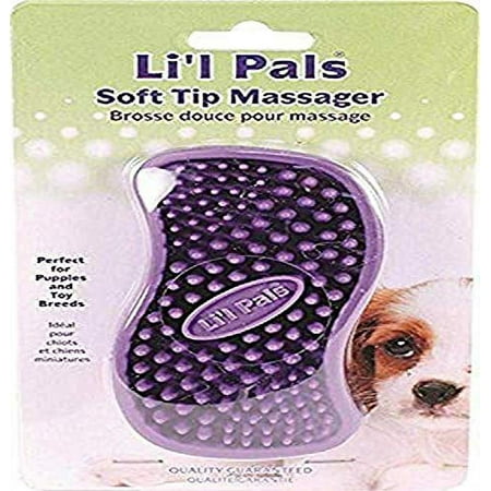 Coastal Pet Lil'l Pals Dog Soft Tip Massager - Purple - Shedding & Massage - 4.6" x 2.5" x 1.5"