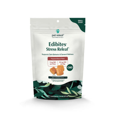 Pet Releaf Stress Releaf Peppered Bacon CBD Edibites for Small Dogs - 7.5 oz