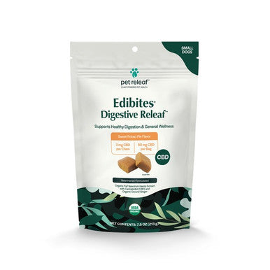 Pet Releaf Digestive Releaf Sweet Potato CBD Edibites for Small Dogs - 7.5 oz Organic Dog Treats
