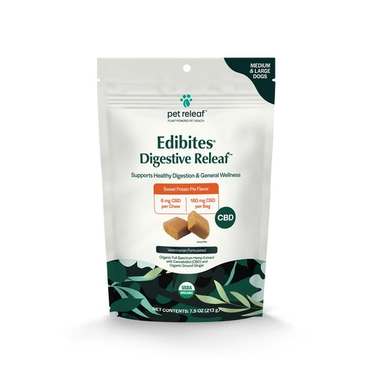 Pet Releaf Digestive Releaf Edibites - Sweet Potato Pie - Medium/Large Dogs - 6mg CBD - 30 Count - 7.5oz