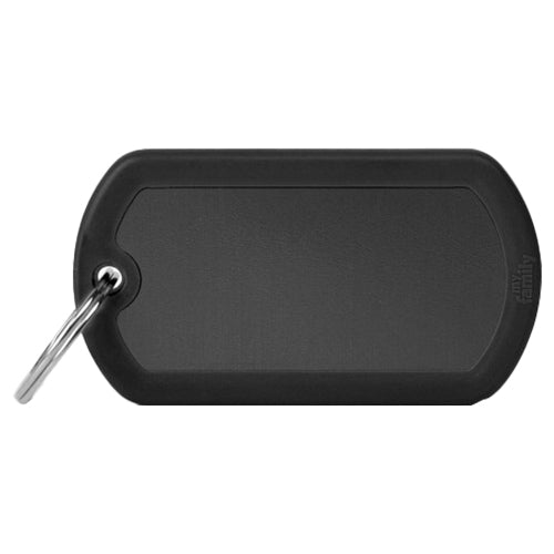 MyFamily HushTag Big Military ID Tag - Black Aluminum with Rubber Silencer
