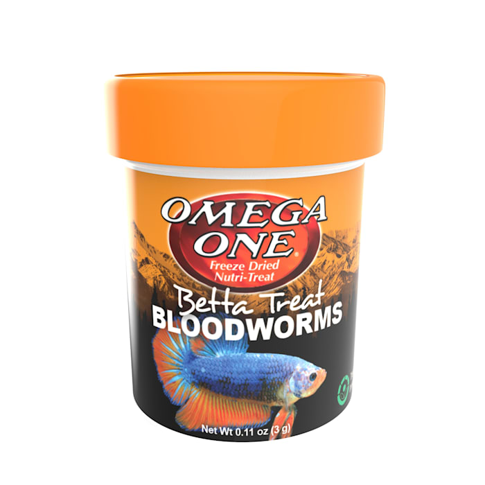 Omega One Betta Treat Freeze Dried Bloodworms, 0.11 oz - Protein Rich Food for Bettas & Small Fish