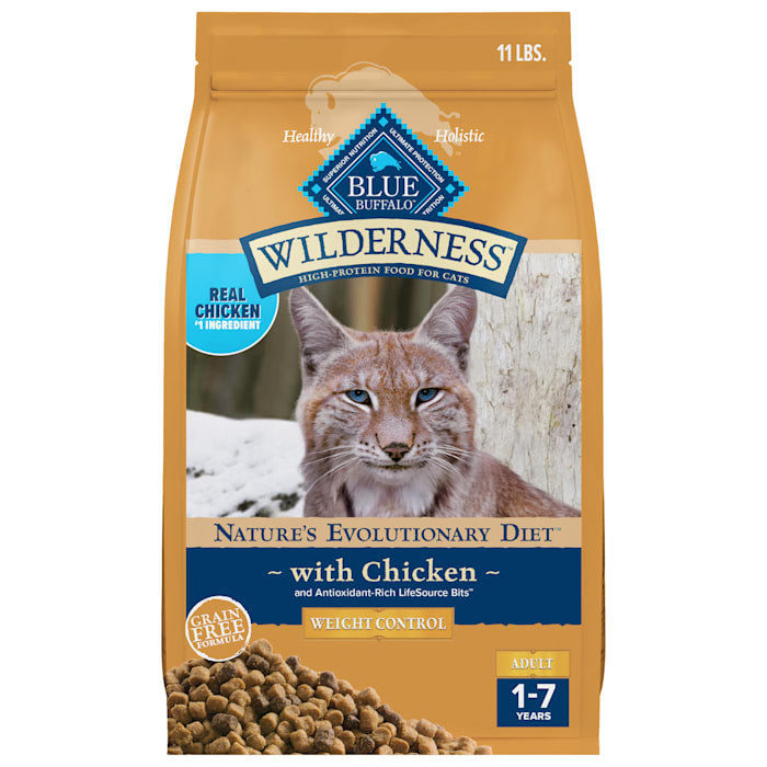 Blue Buffalo Wilderness Weight Control Chicken Recipe, Grain-Free, Adult Cat Food, 11 lb Bag
