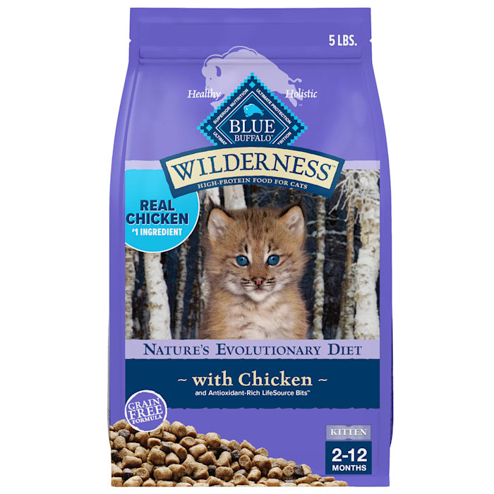 Blue Buffalo Wilderness Kitten Chicken Recipe Grain-Free Dry Cat Food, 5 lb