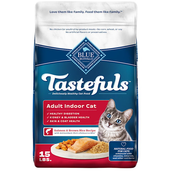 Blue Buffalo Tastefuls Indoor Salmon & Brown Rice Adult Dry Cat Food, 15 lb