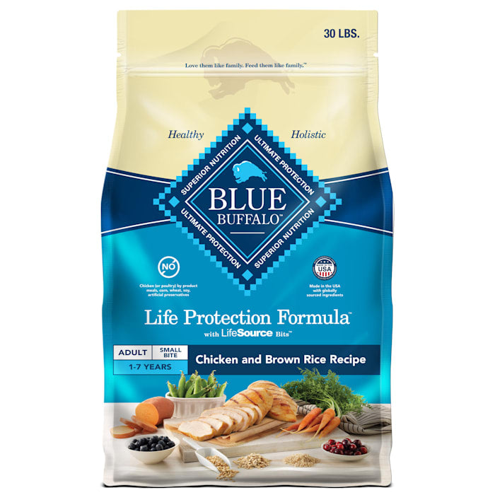 Blue Buffalo Life Protection Small Bite Chicken & Brown Rice Adult Dry Dog Food, 30 lb