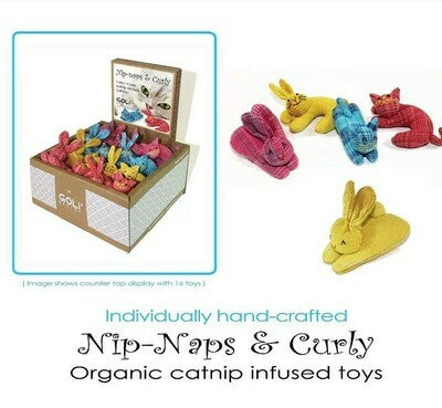 Goli Design Nip-Naps & Curly Catnip Cat Toy - Bunny, Kitty, Assorted Colors, Organic Catnip Infused