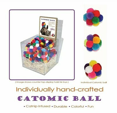 Goli Design Catomic Ball Cat Toy - Catnip Infused, Bell Inside, Colorful, 1.5"