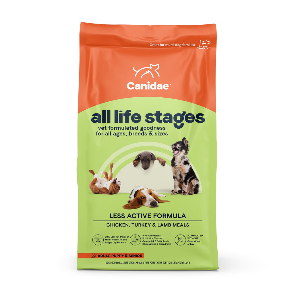 Canidae Platinum All Life Stages Less Active & Senior Dry Dog Food, Multi-Protein, Chicken, Turkey & Lamb, 27 lbs