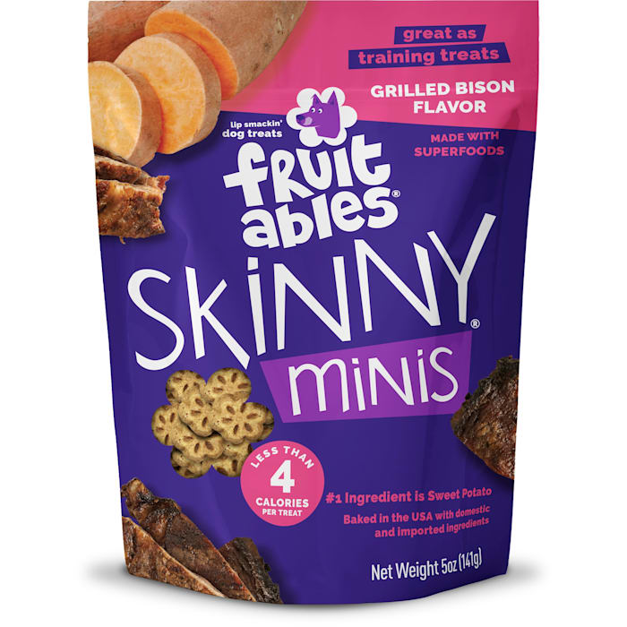 Fruitables Skinny Minis Grilled Bison Flavor Soft & Chewy Dog Treats, 5 oz