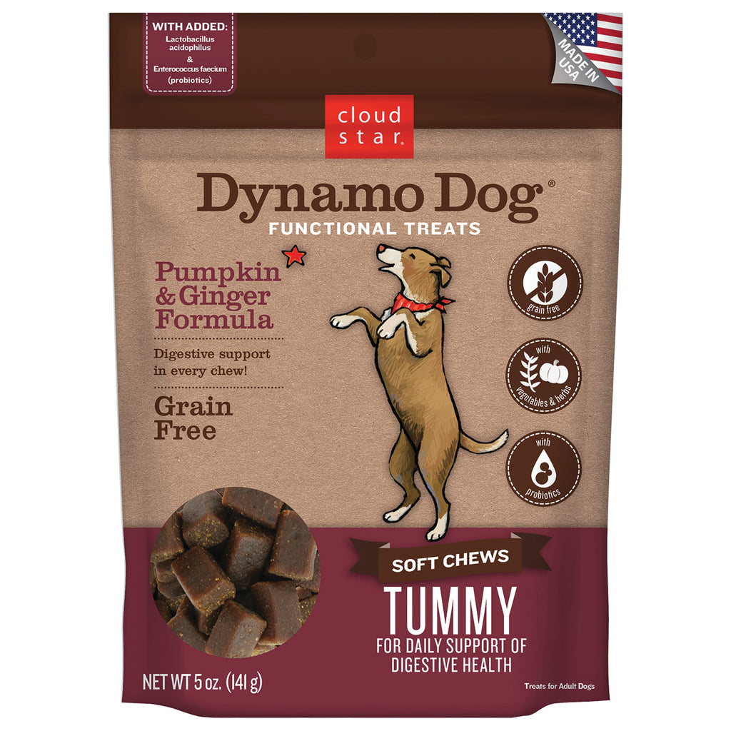 Cloud Star Dynamo Dog Soft Chews Tummy - Pumpkin & Ginger, Digestive Support, 5 oz