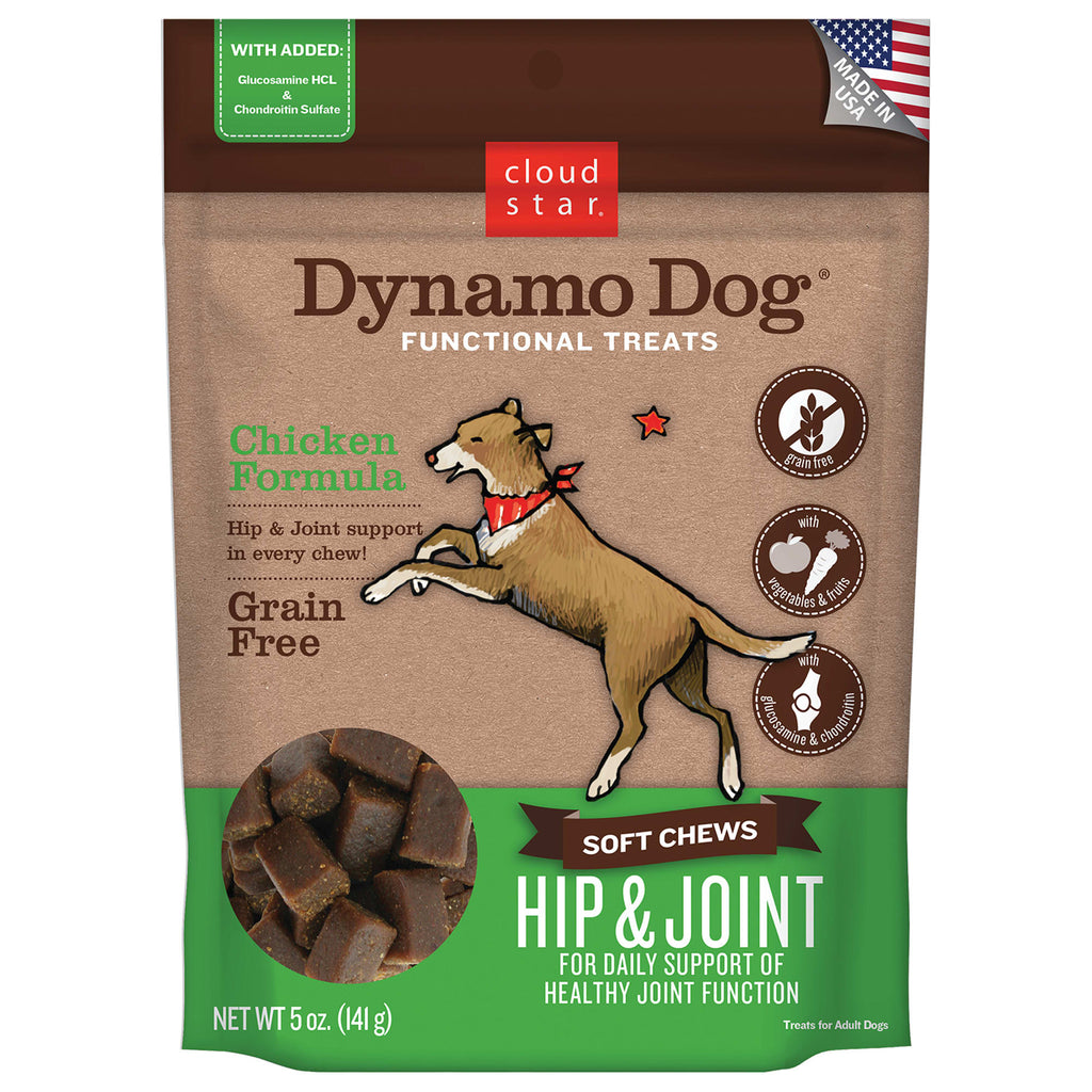 Cloud Star Dynamo Dog Hip & Joint Chicken Treats - 5 oz Grain-Free Soft Chews
