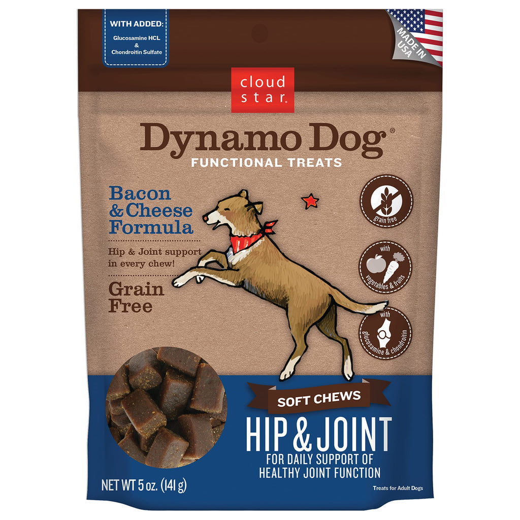 Cloud Star Dynamo Dog Hip & Joint Treats - Bacon & Cheese Flavor, 5 oz Soft Chews