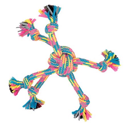 Zeus Mojo Brights Rope Spider Ball Dog Toy for Small Dogs & Puppies, Neon Reflective