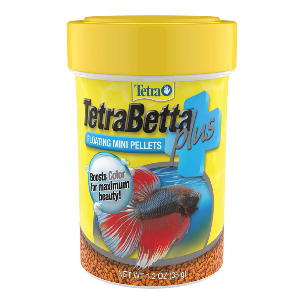 Tetra Betta Plus Floating Mini Pellets Fish Food - 1.2 oz Jar, Color Enhancer