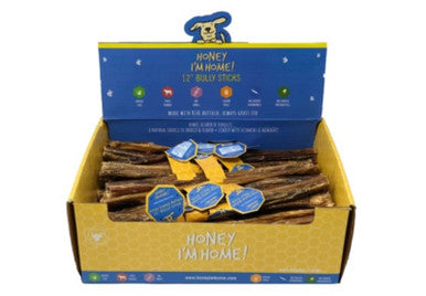 Honey I'm Home 12" Buffalo Bully Stick - Honey Coated Dog Treat, Natural Chew